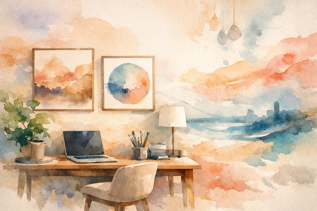 Decoração de escritório com arte que funciona